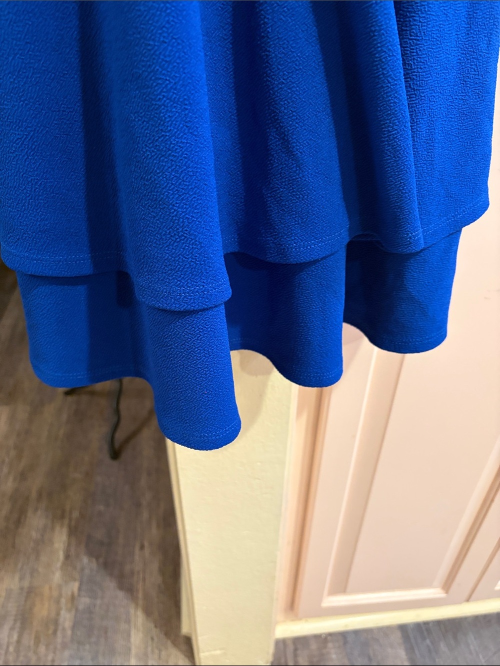 Crystal Doll Cobalt Blue double Ruffle Fit-and-Flare Mini Dress - Picture 10 of 10